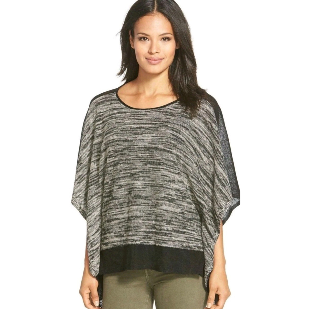 Eileen Fisher Organic Linen Twist Knit Raglan Box Poncho Top OS $228